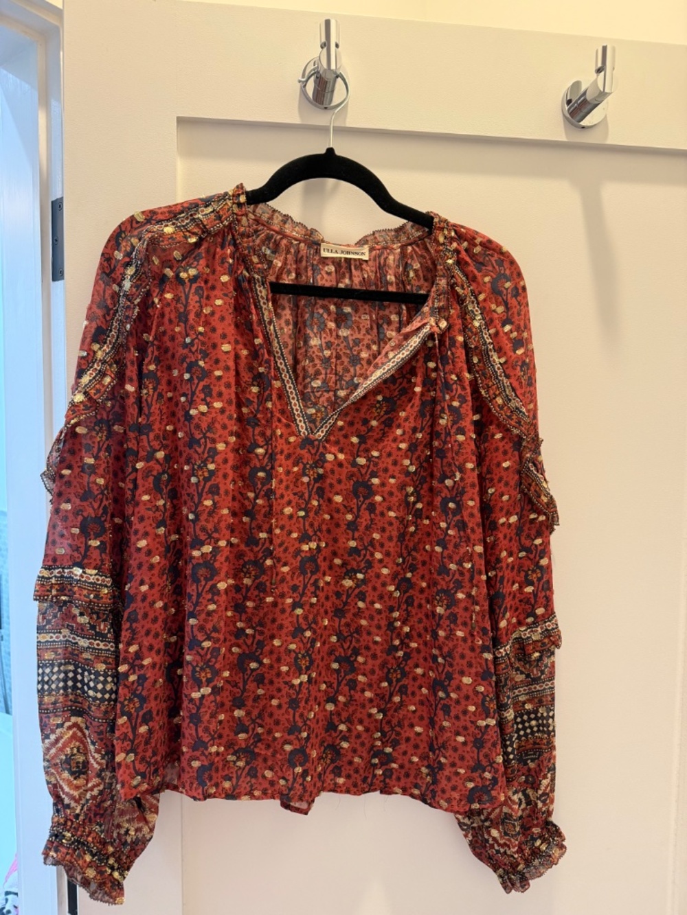 Ulla Johnson Calista blouse in brick red - Picture 4 of 6